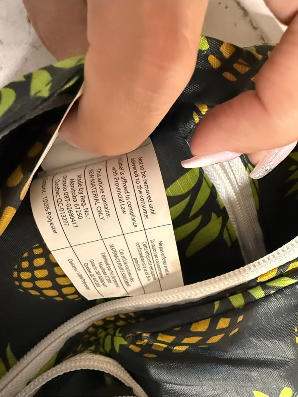 Kavu Black Sling Bag with Yellow Pineapple Print